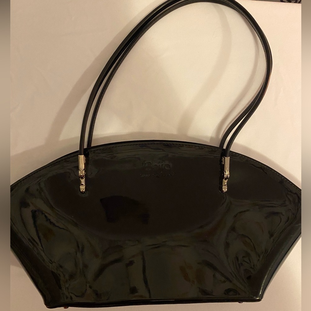 Beijo Black Patent Leather Shoulder Purse